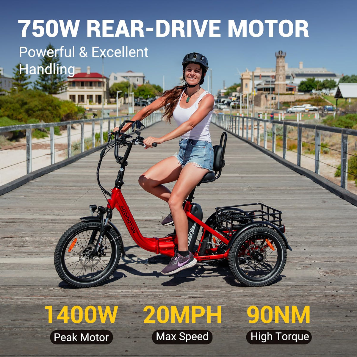 Folding Electric Tricycle 750W 48V 20Ah UL2849 F634