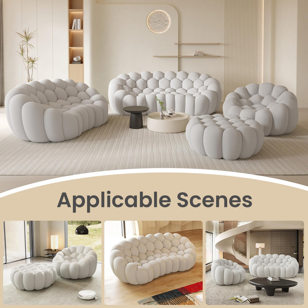 Light Gray Curved Upholstered Sofa Z9060