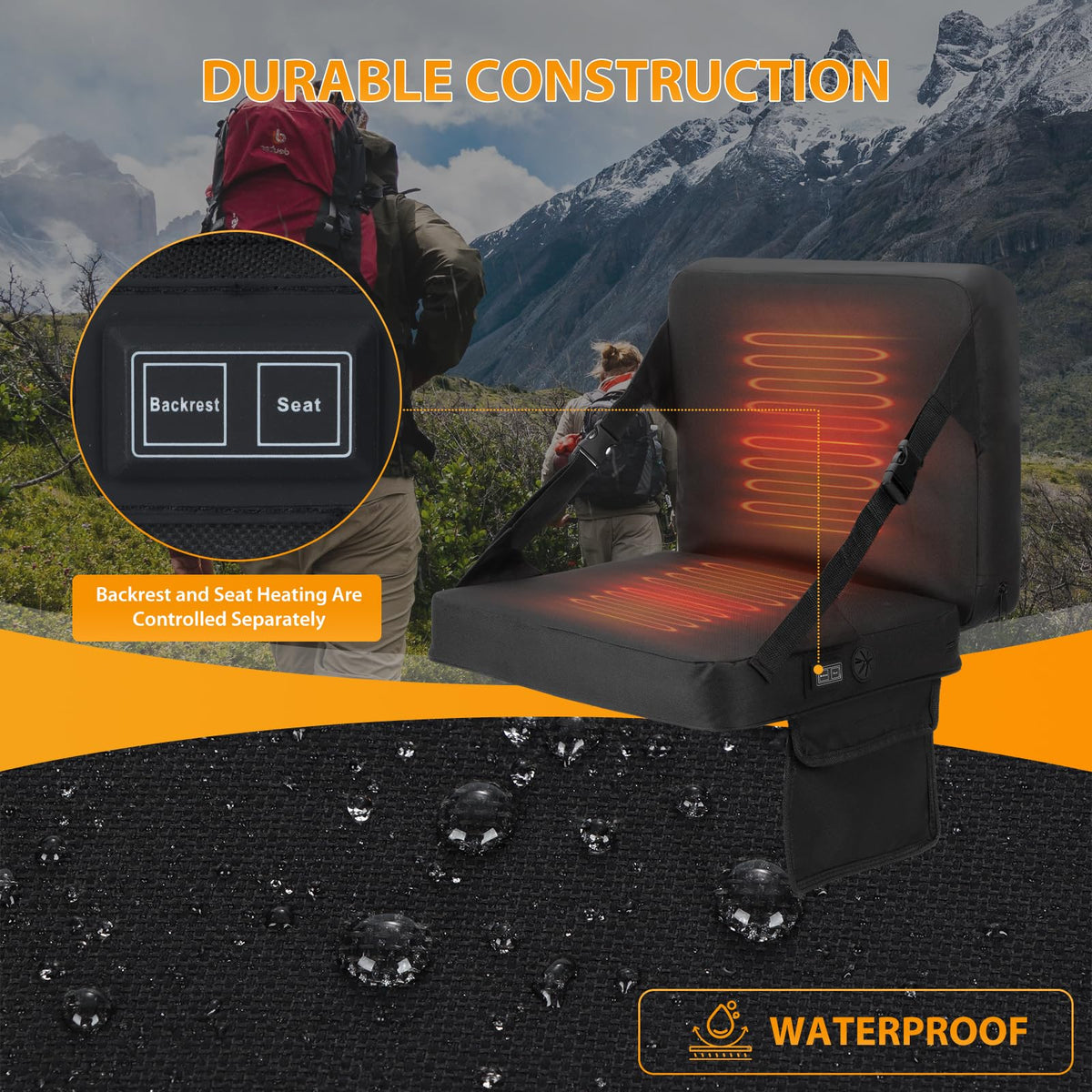 Heated Stadium Seat Cushion with Back 2 Pack R86401