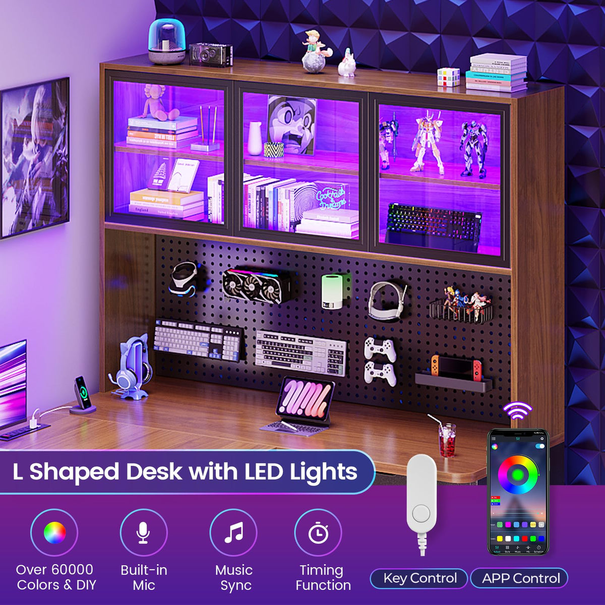 L Shaped Computer Desk with Drawer and Bookshelf L156