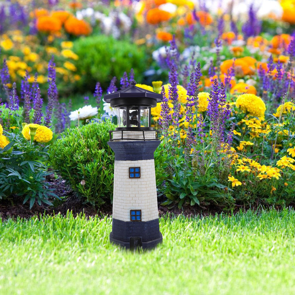 Solar Rotating Lighthouse Light Outdoor Waterproof Garden Decor Z174565