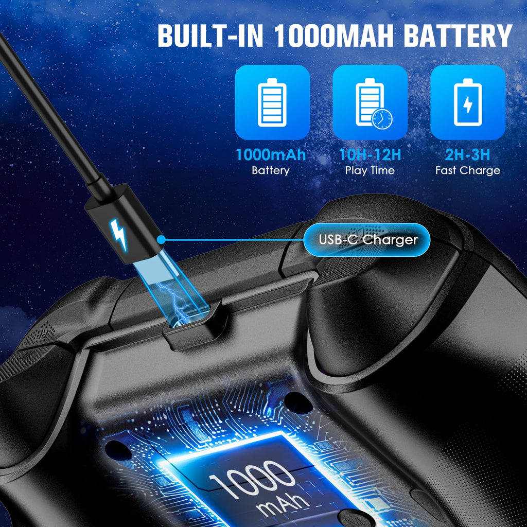 Wireless Controller with Hall Effect Joysticks, RGB Light, Dual Vibration, TURBO F1183