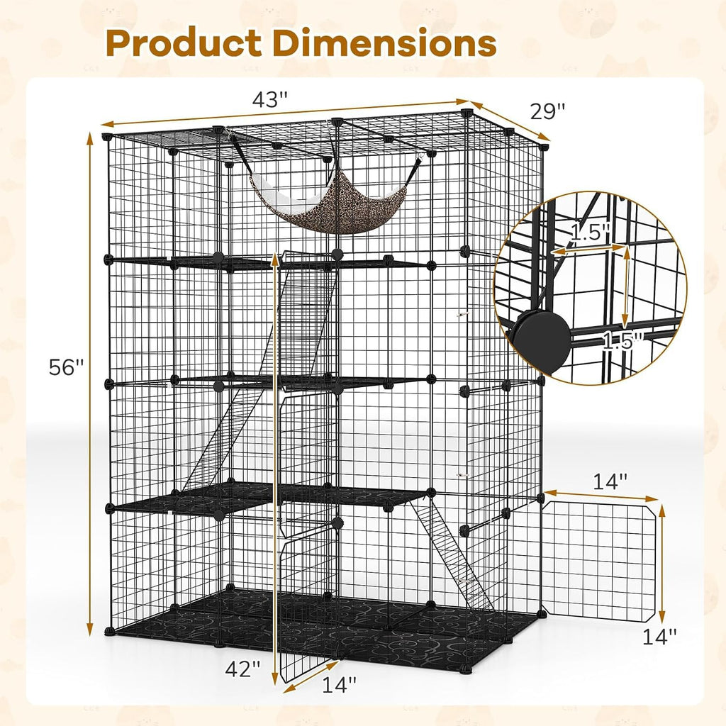 Large 4-Tier Metal Wire Cat Cage I8086