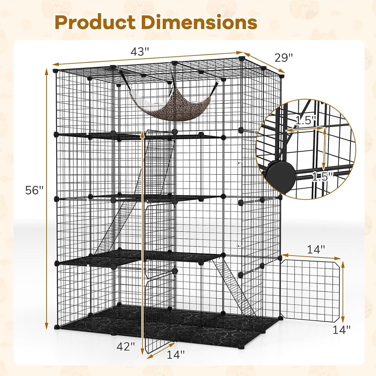 Large 4-Tier Metal Wire Cat Cage I8086
