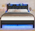 Full Size Bed Frame with Storage Shelf and Upholstered Headboard S90964