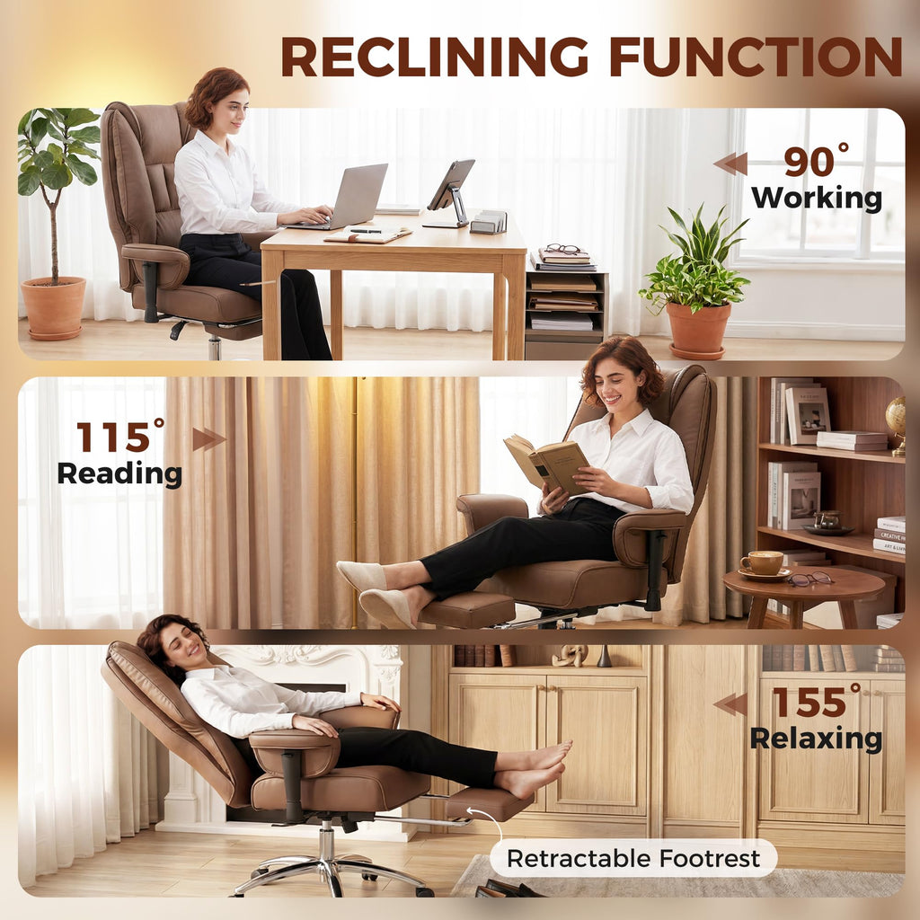 Brown Ergonomic Reclining Office Chair with Footrest P36989