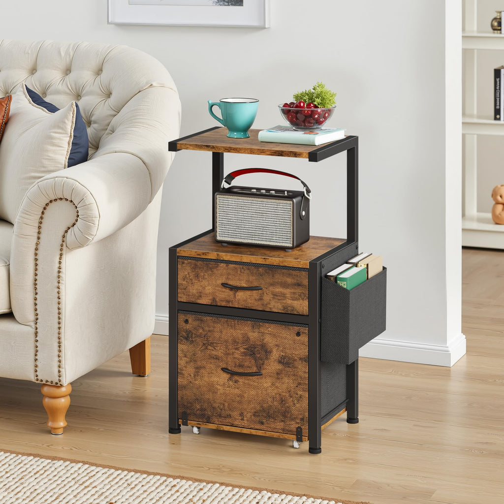 File Cabinet with 2 Fabric Drawers and Printer Stand I288