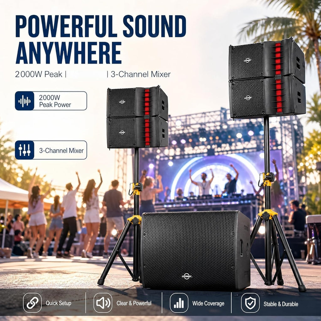 2000W Powered Line Array PA Speaker System with 18 Inch Subwoofer K449