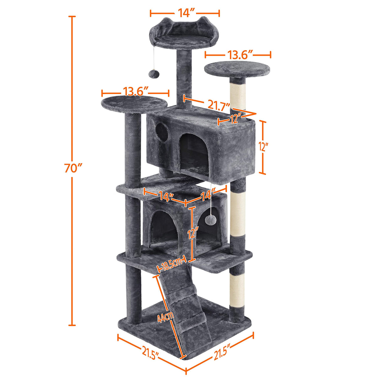 70in Cat Tree with Sisal Scratching Post V3784