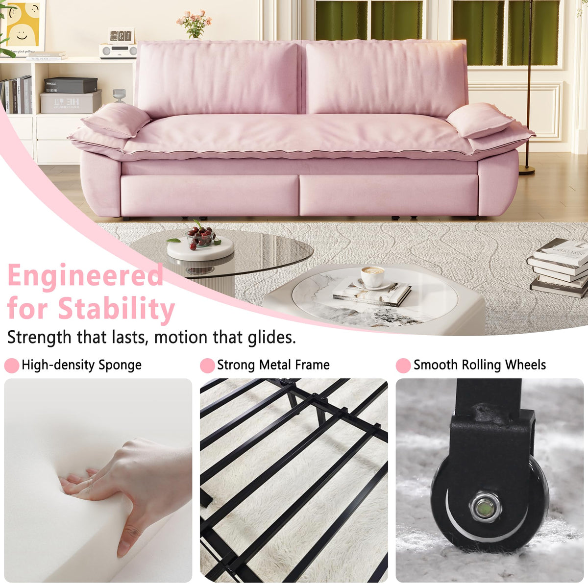 Queen Size Velvet Sleeper Sofa Bed J718
