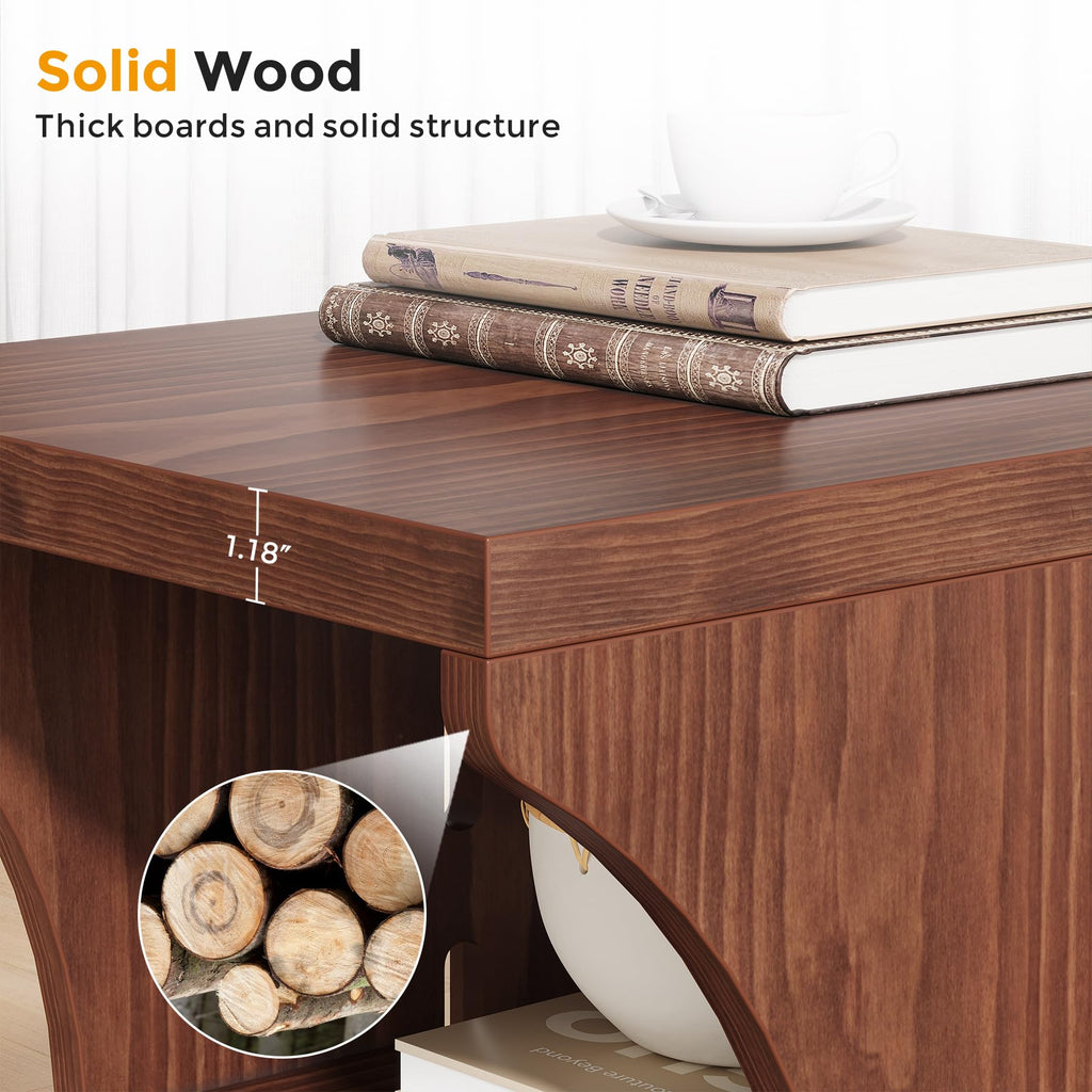Brown Solid Wood Side End Table Y179358