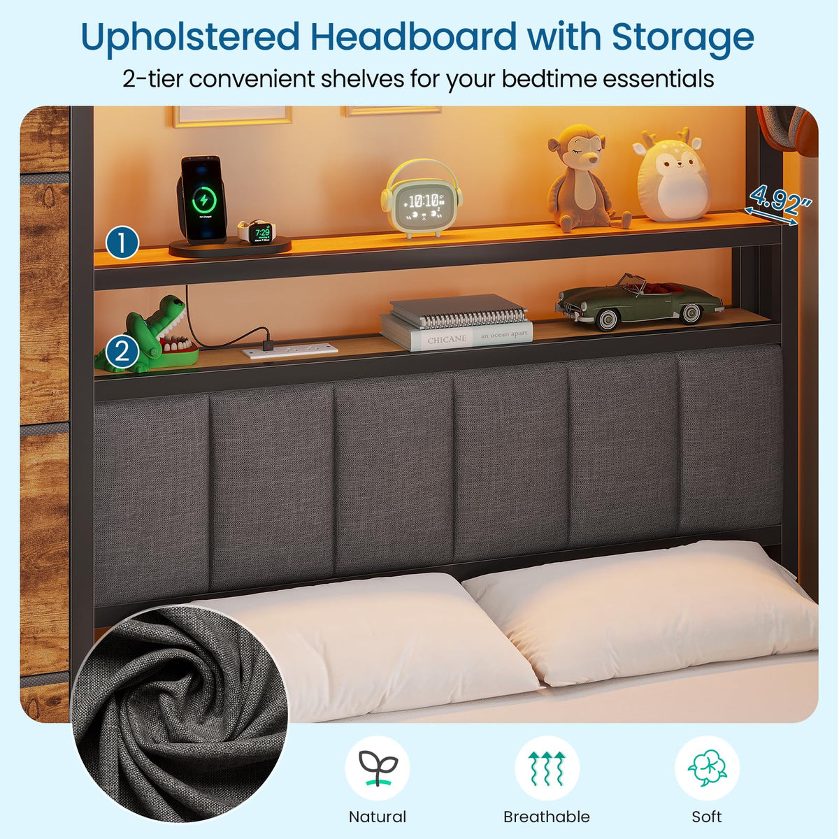 Twin Over Twin Bunk Bed with 8 Drawers and Storage Headboard O879