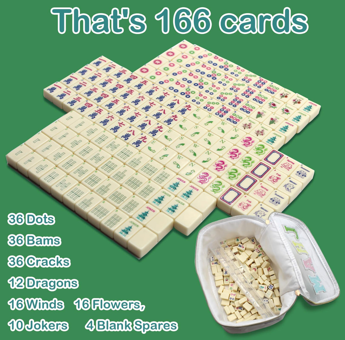 Mini Mahjong Set with 166 White Tiles W14879