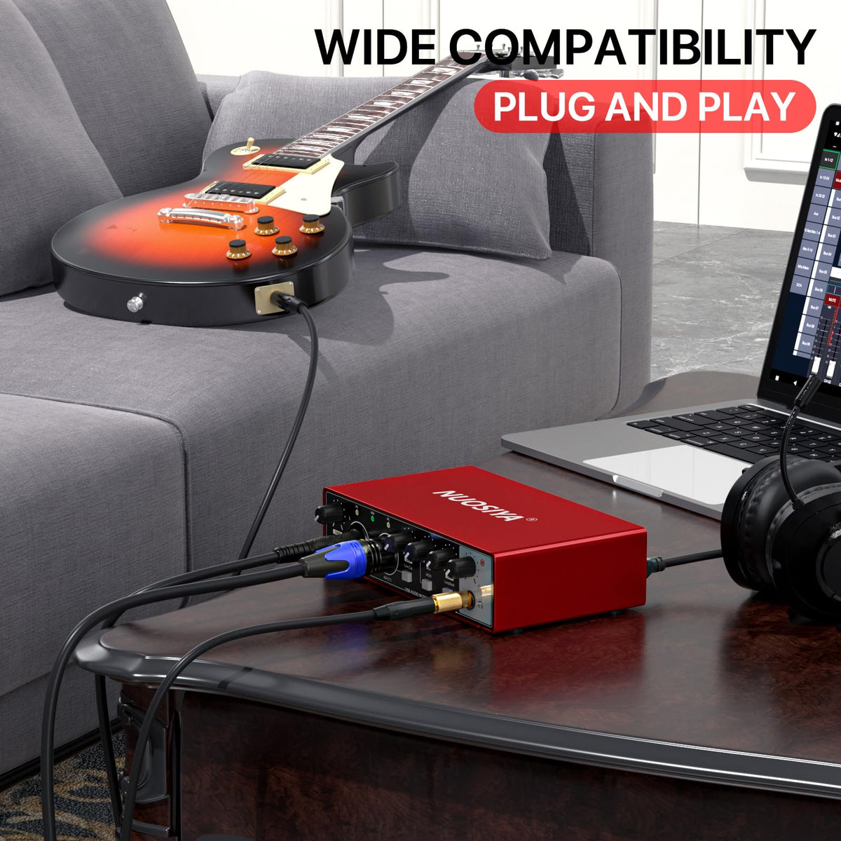 Red USB Audio Interface with 48V Phantom Power V83735
