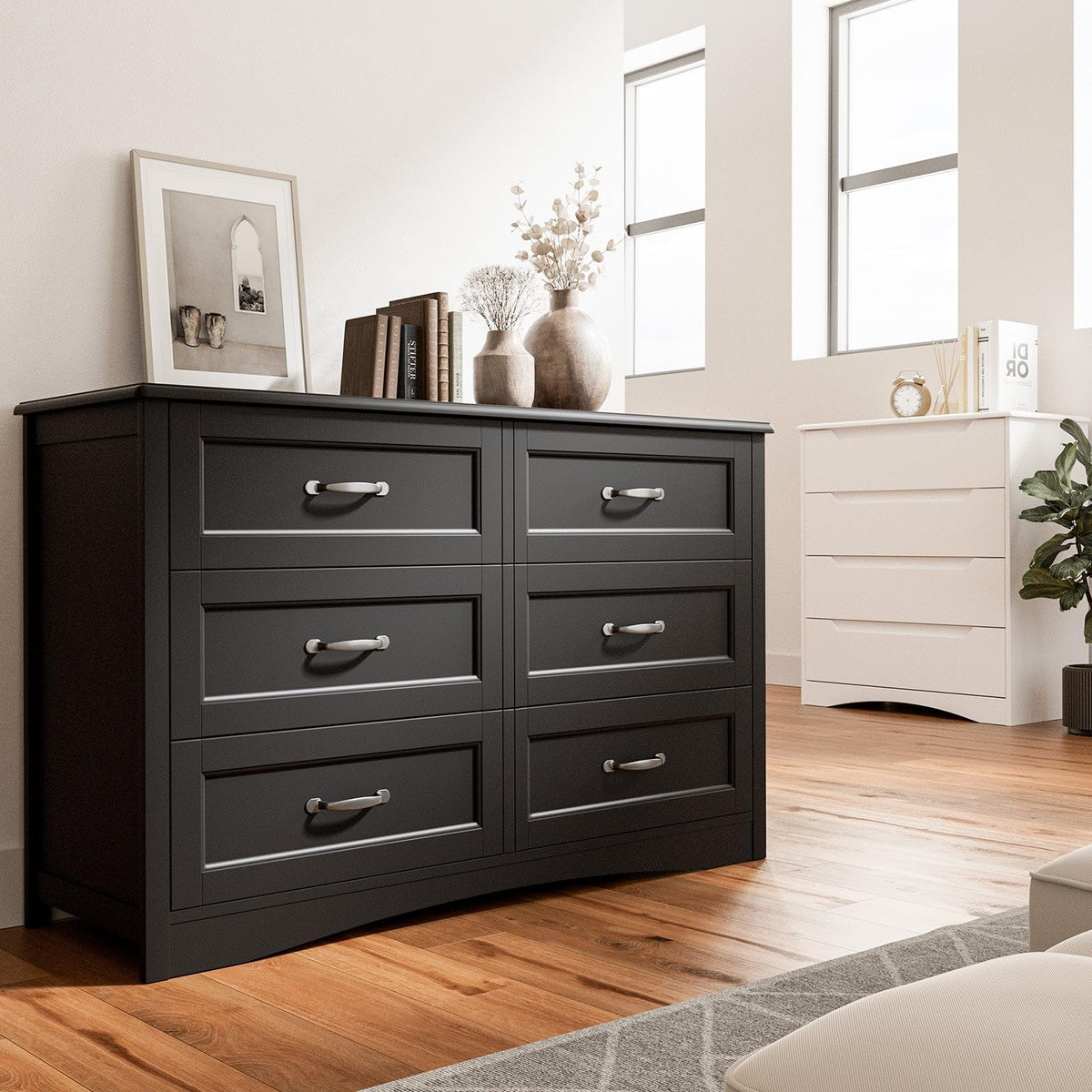 Black 6 Drawer Dresser P8033