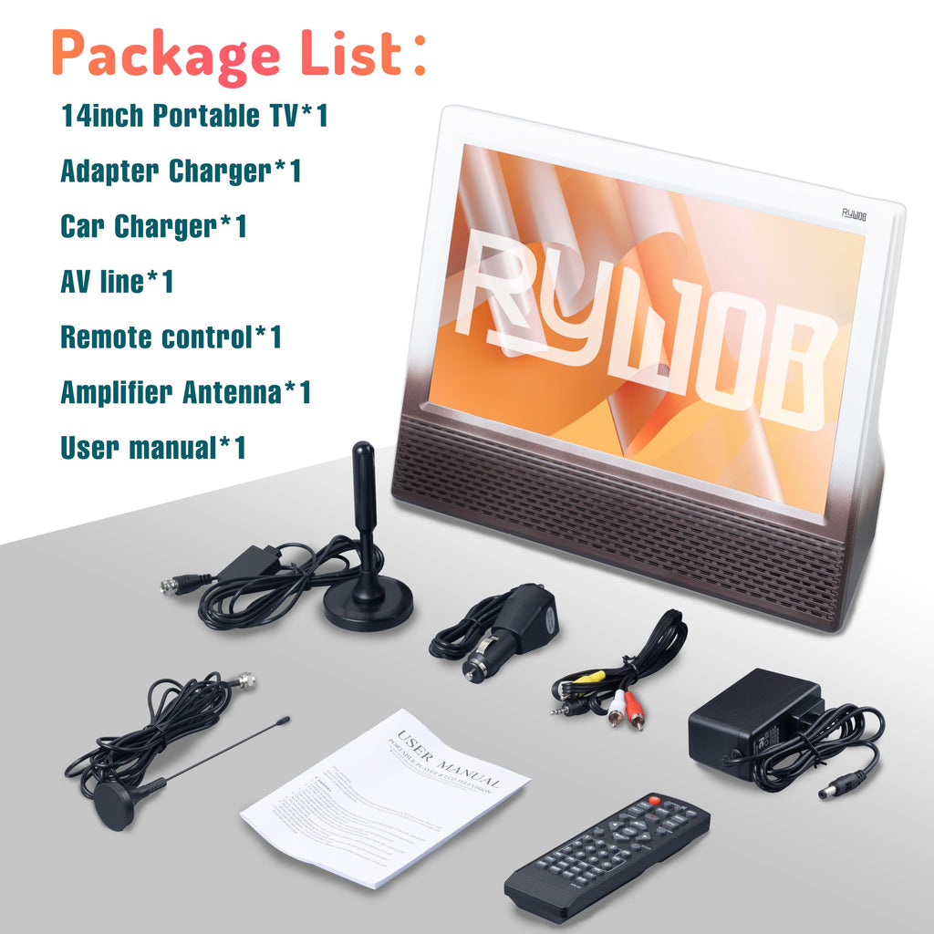 14'' Portable TV with Antenna, 8800mAh Rechargeable Battery J751