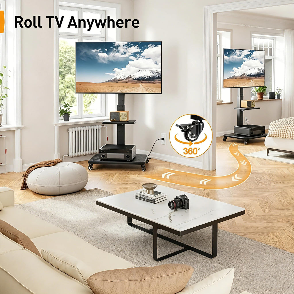 Tilt & Swivel Rolling TV Stand with Power Outlet Z108