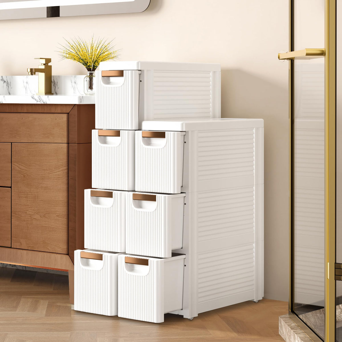 3 Drawer White Rolling Storage Cabinet D797