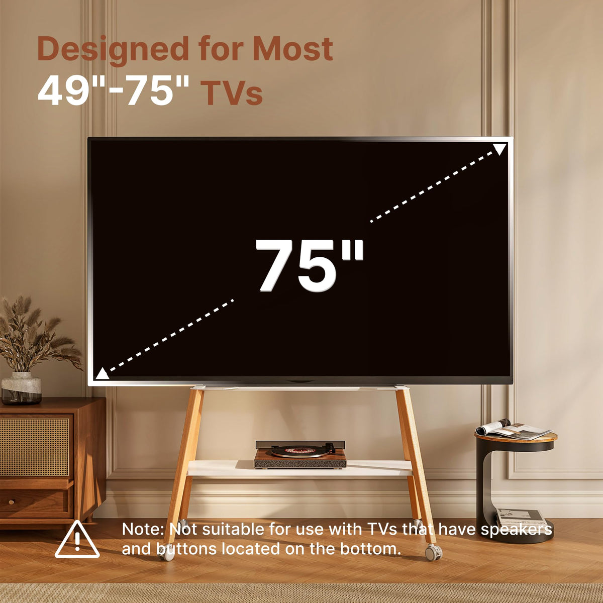 White Rolling Easel TV Stand Z5529