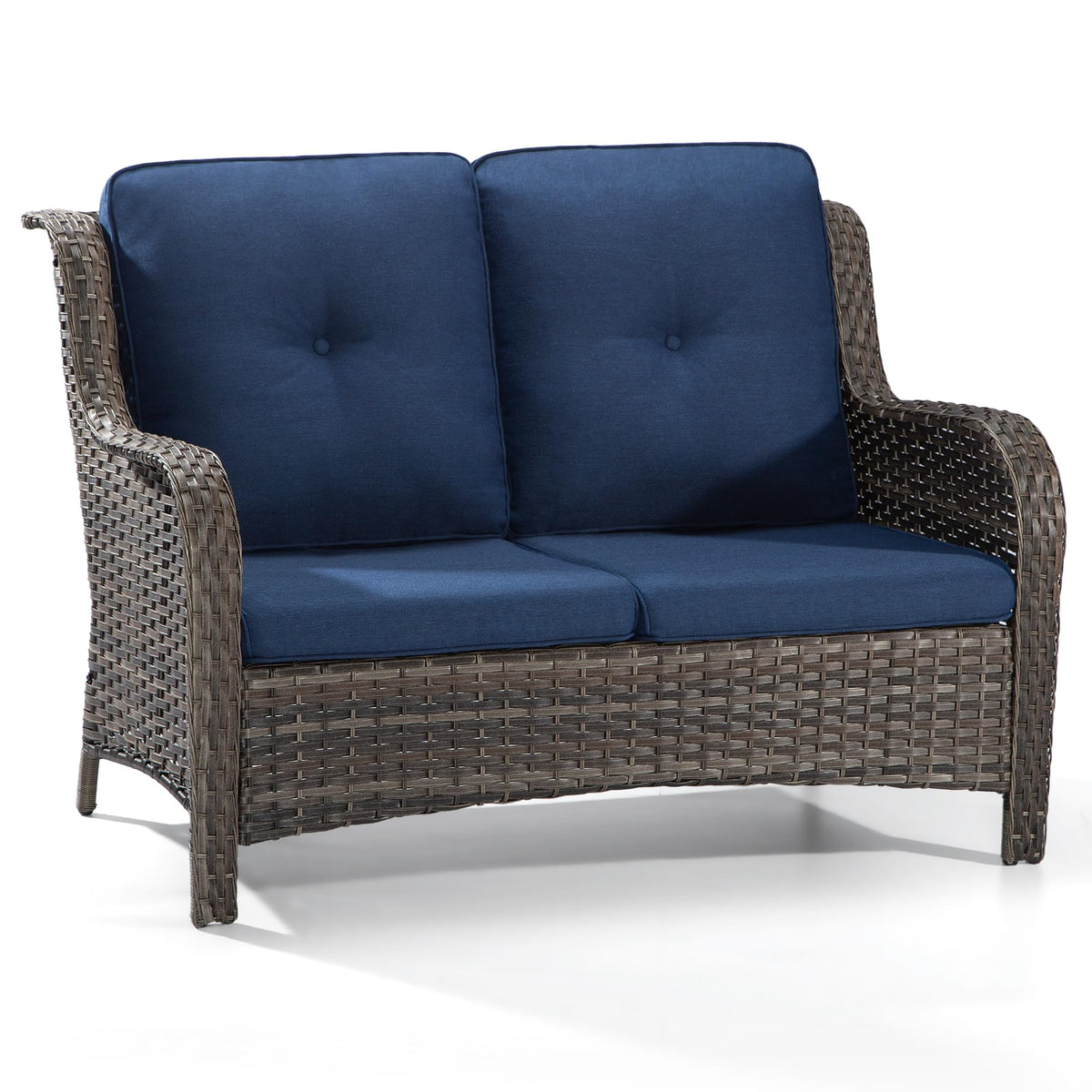 2-Seater Wicker Loveseat Sofa with Olefin Cushions Y622