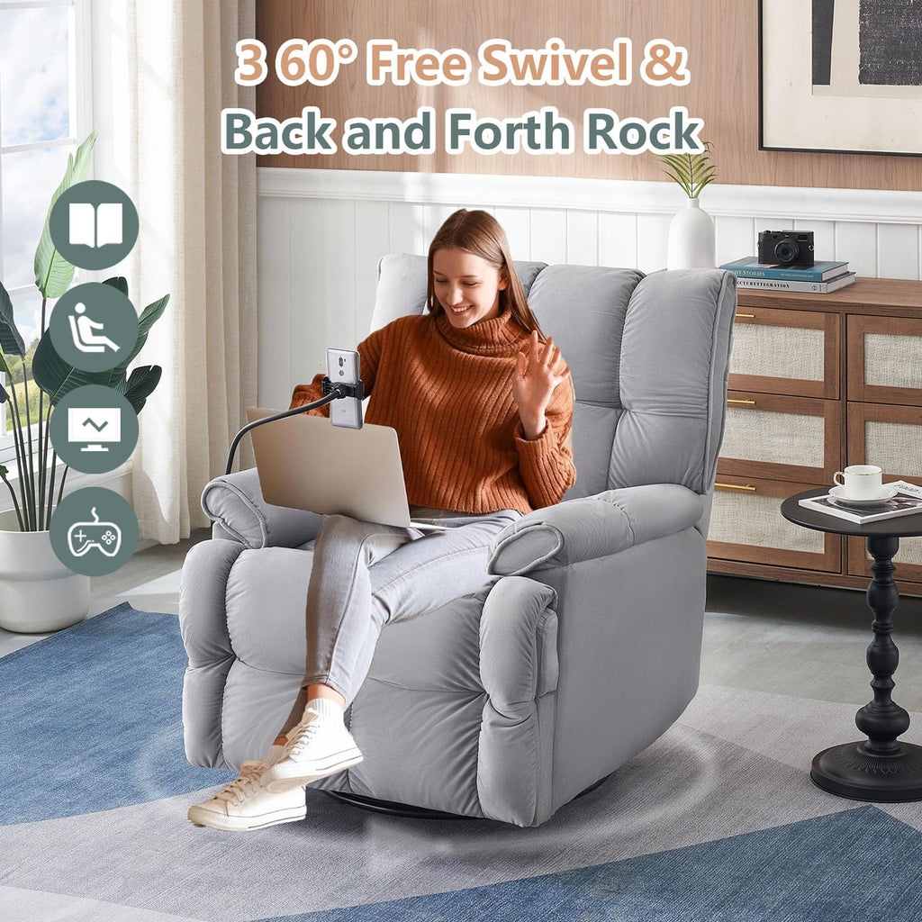 Gray Velvet Recliner Chair L776924