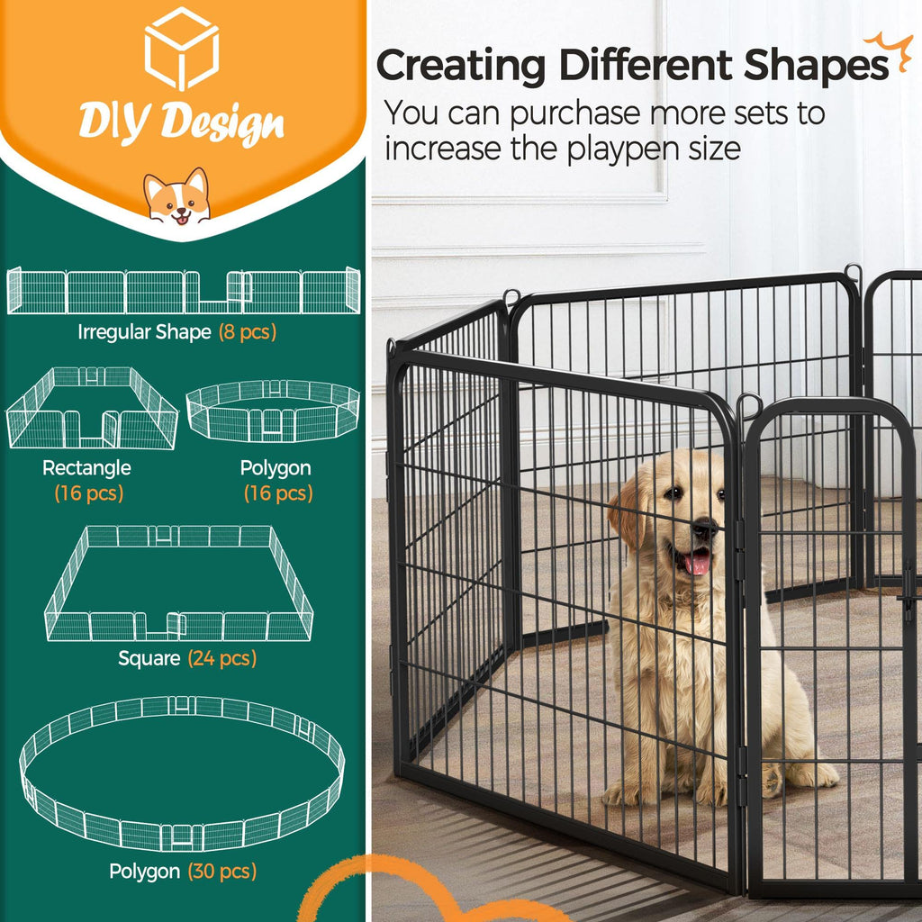 24" H 16-Panel Extra Wide Dog Playpen with Door S6754