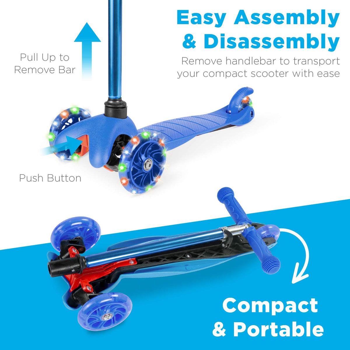 Kids 3-Wheel Scooter with LED Light-Up Wheels Q133909