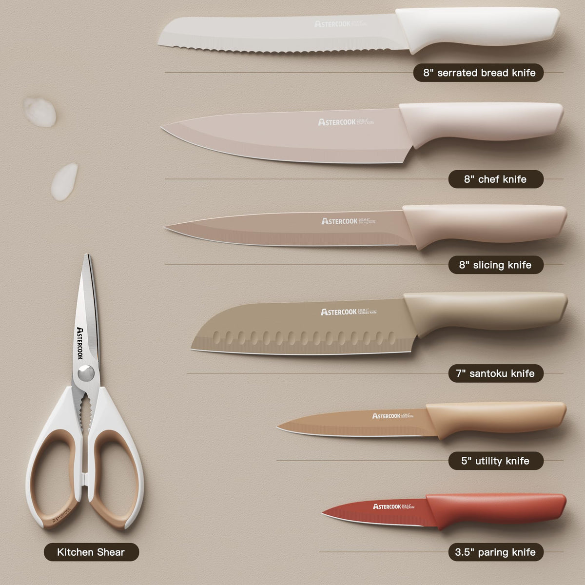 13 Piece Stainless Steel Kitchen Knife Set with Blade Guards C650