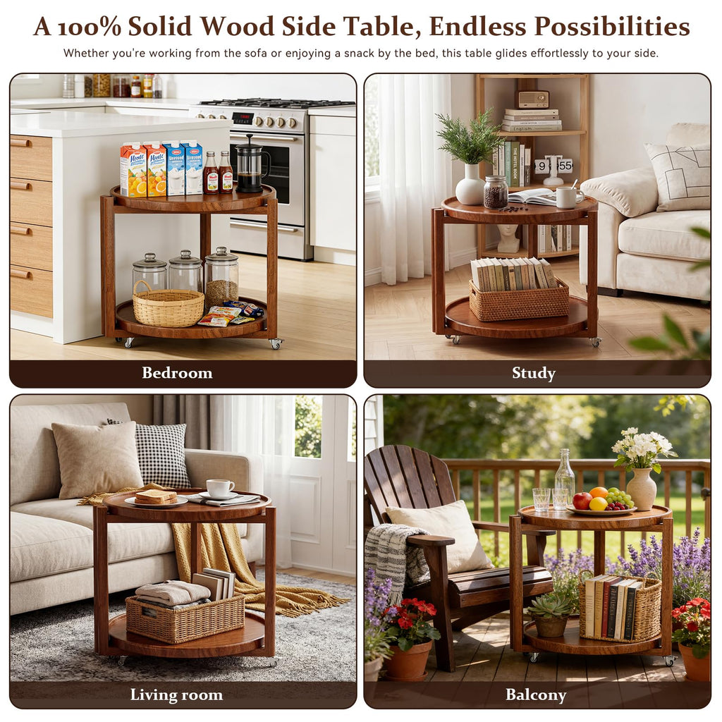Rolling Side Table with Wheels B176