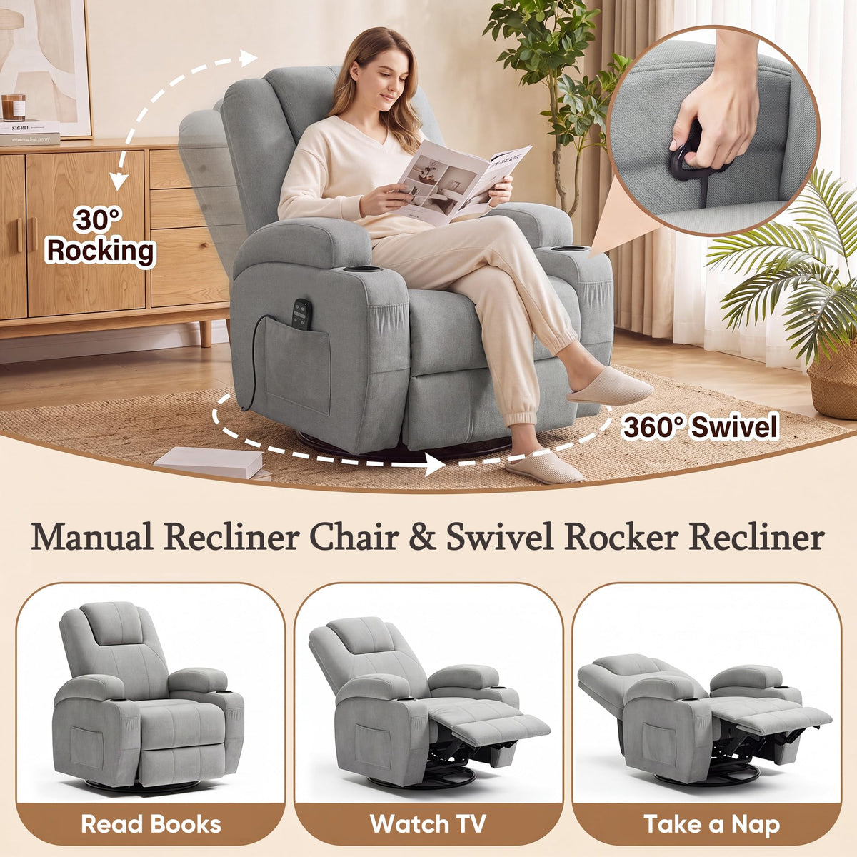Rocking Recliner Chair with Massage K353402