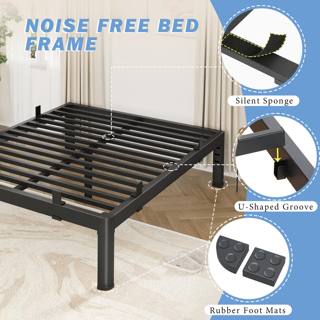18 Inch Metal King Bed Frame with Steel Support A77409