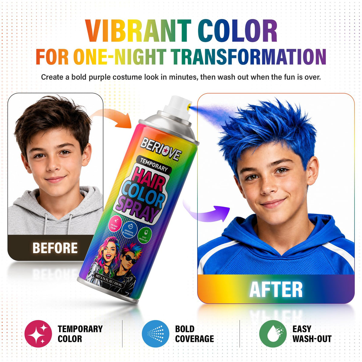 Temporary Hair Spray 6.76oz Washable K390