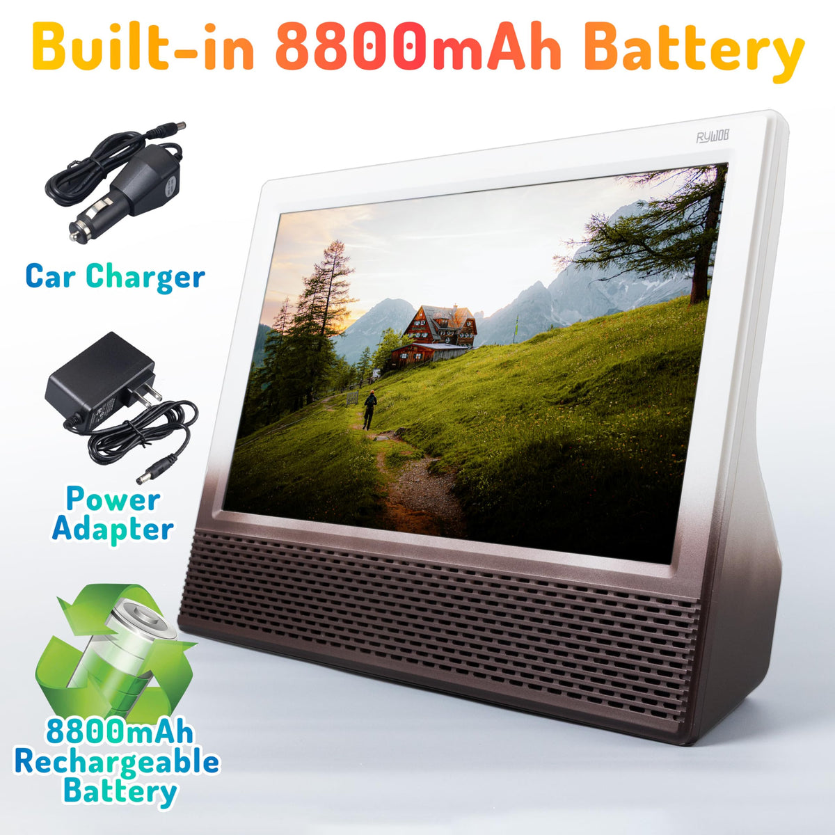 14'' Portable TV with Antenna, 8800mAh Rechargeable Battery J751