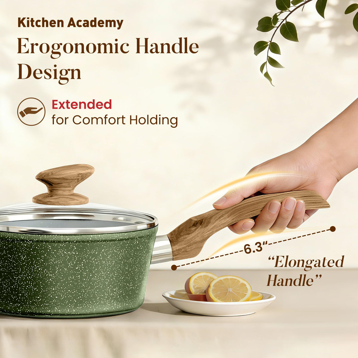Non Stick Sage Green Cookware Set I91470