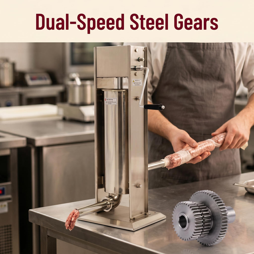 Stainless Steel Dual Speed 15lb Sausage Stuffer with 4 Nozzles F937713