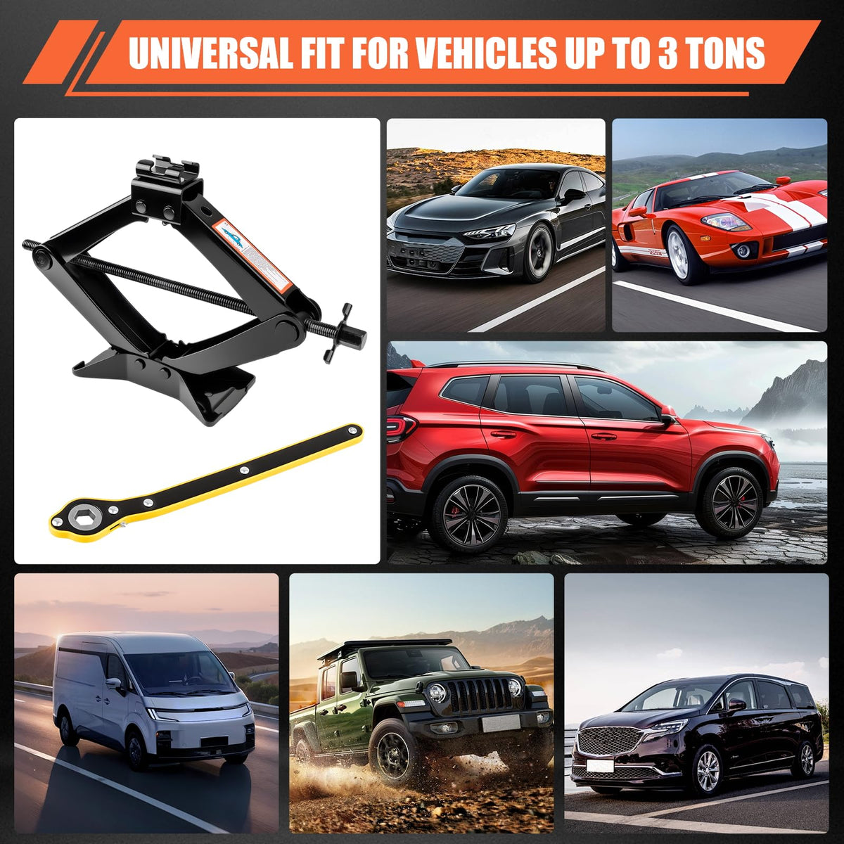 3 Ton Heavy Duty Scissor Jack with Lug Wrench Z58915