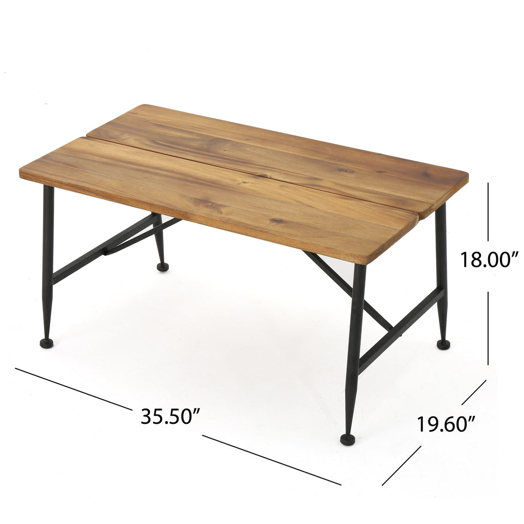 Acacia Wood Coffee Table with Iron Accents O12998