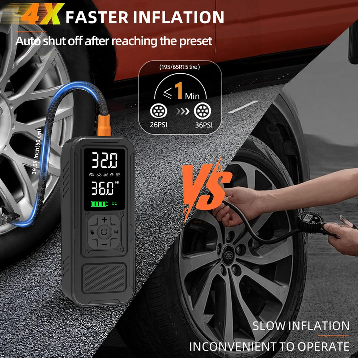 Portable Air Compressor 6000mAh 150PSI Tire Inflator Y4951