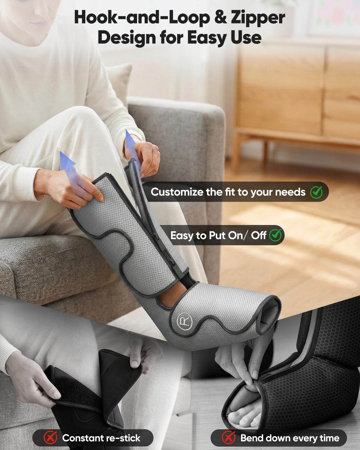Air Compression Leg Massager with Heat, Foot and Calf Massager, 9 Intensity, 4 Modes, 3 Heating O5113