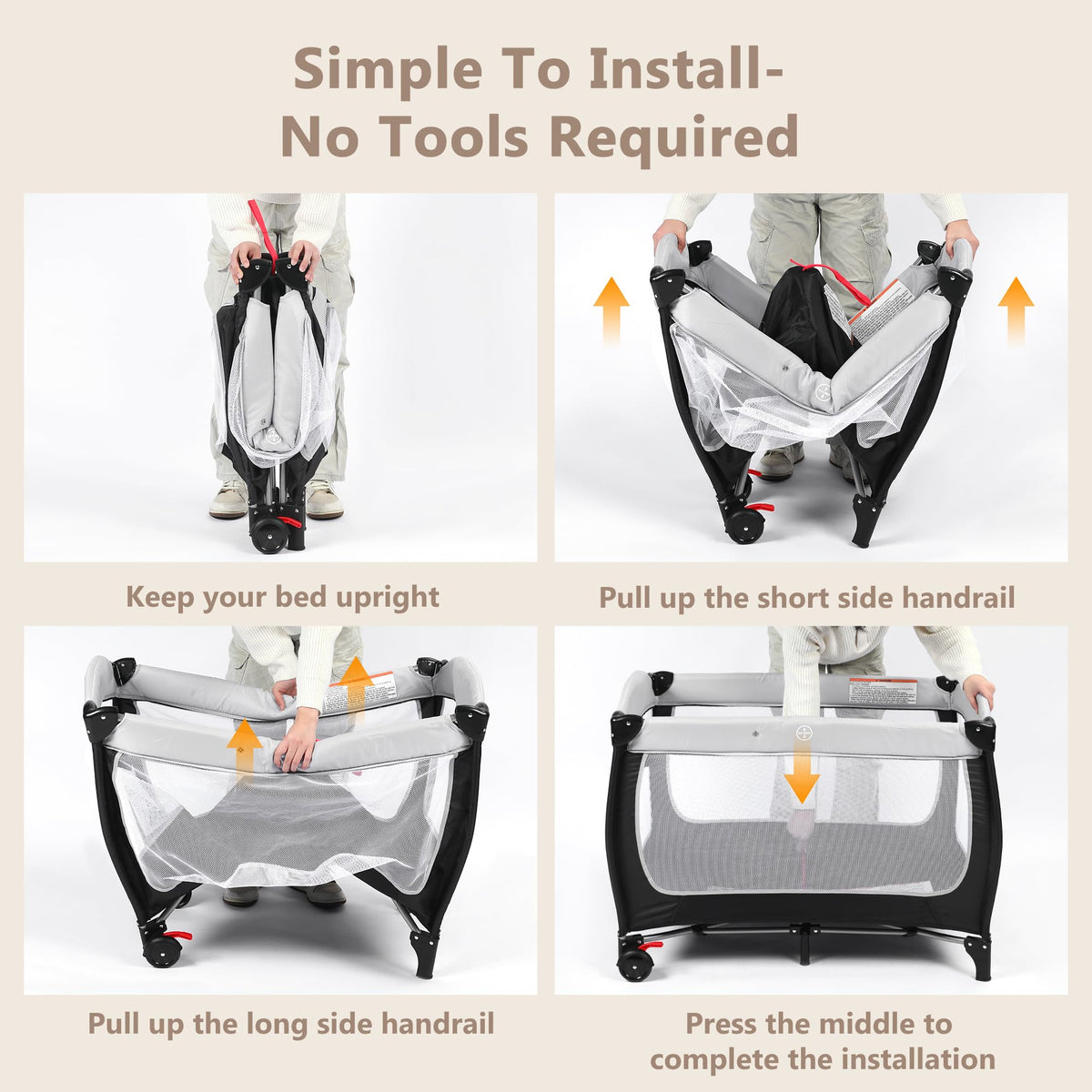4 in 1 Portable Pack and Play Bassinet, Black X4608