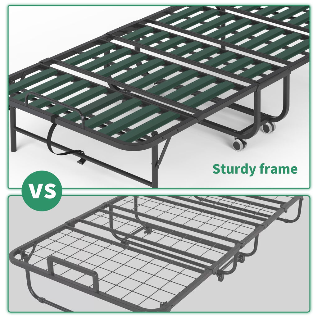 Folding Bed with Mattress, 5-Inch Memory Foam, 500lbs Capacity, Metal Frame T7881