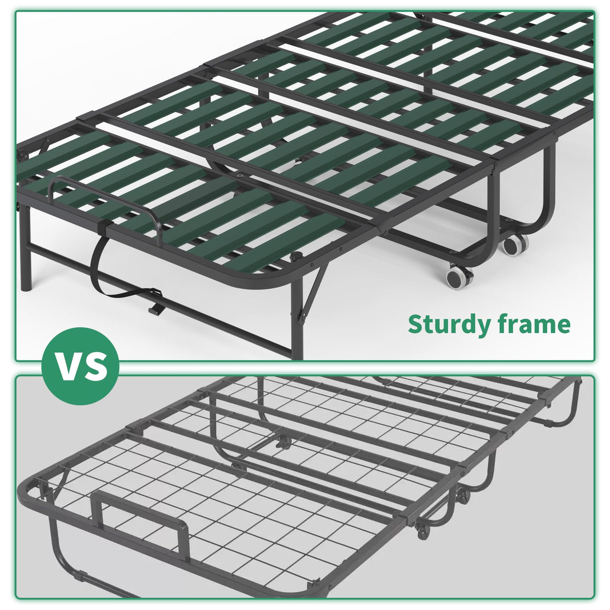 Folding Bed with Mattress, 5-Inch Memory Foam, 500lbs Capacity, Metal Frame T7881