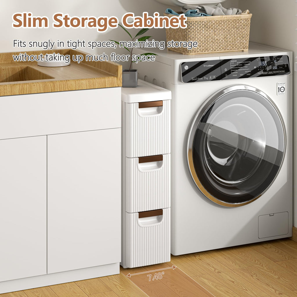 3 Drawer White Rolling Storage Cabinet D797