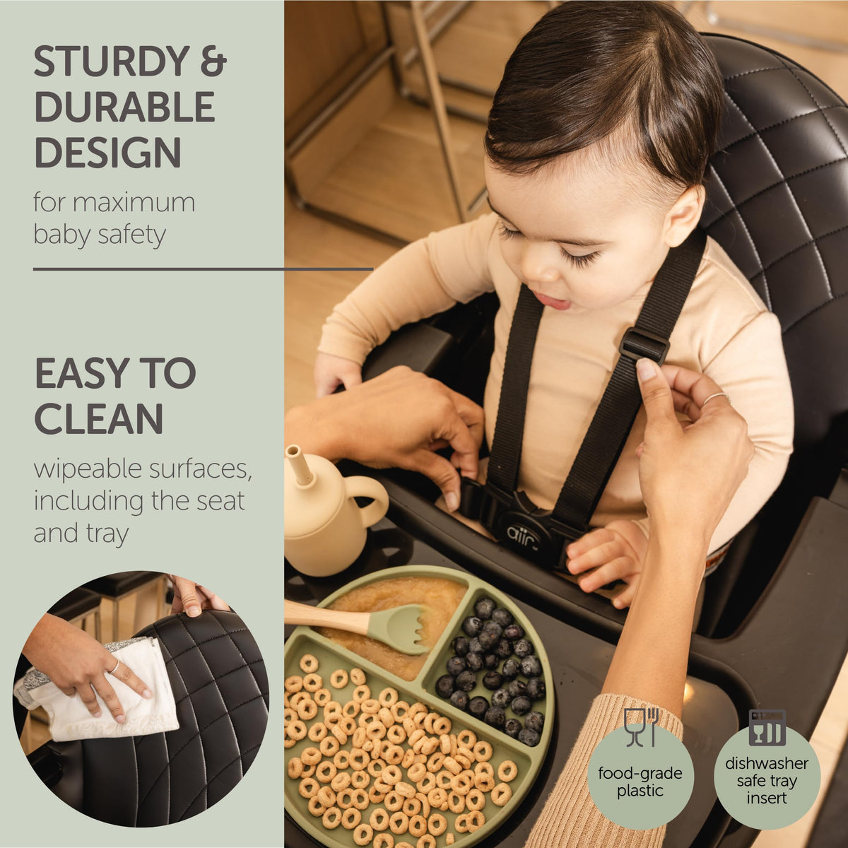 Convertible Wooden High Chair with Adjustable Height A8797