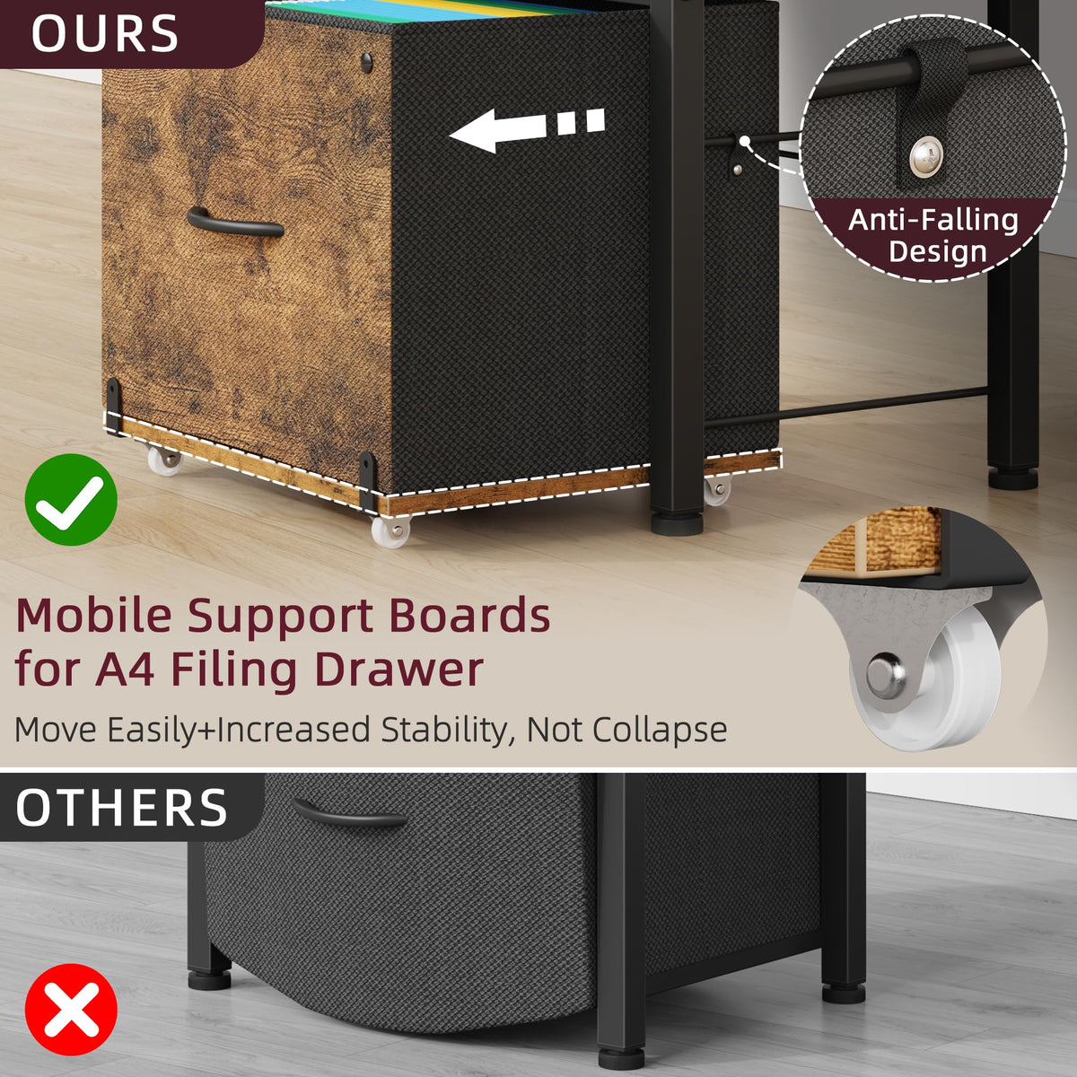 File Cabinet with 2 Fabric Drawers and Printer Stand I288