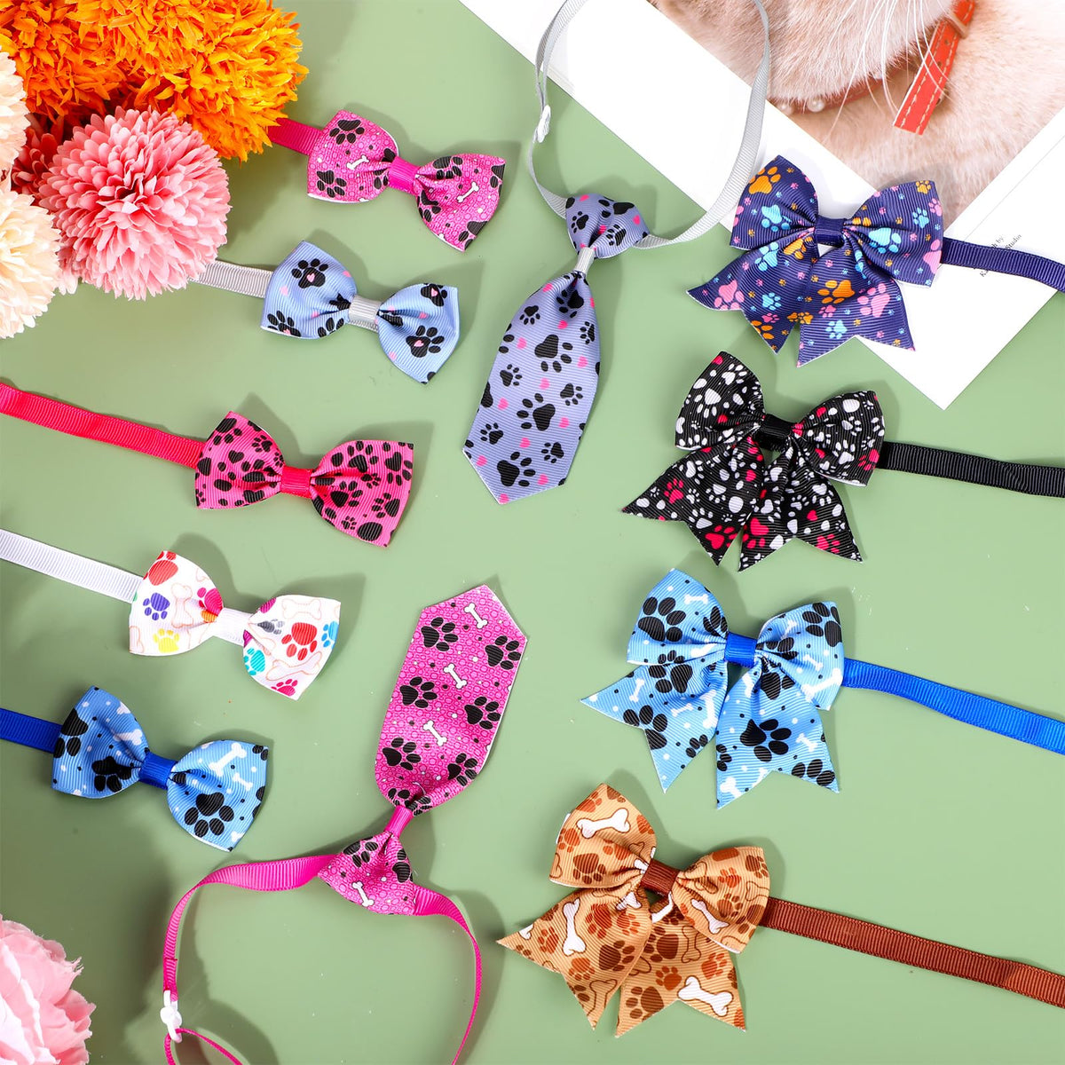 100 Pieces Dog Bow Tie Collar Set K94385