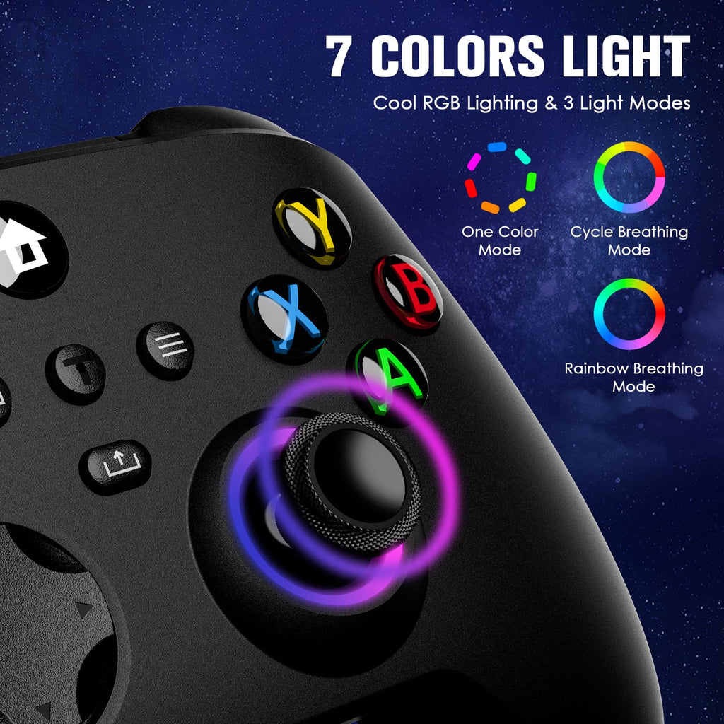 Wireless Controller with Hall Effect Joysticks, RGB Light, Dual Vibration, TURBO F1183