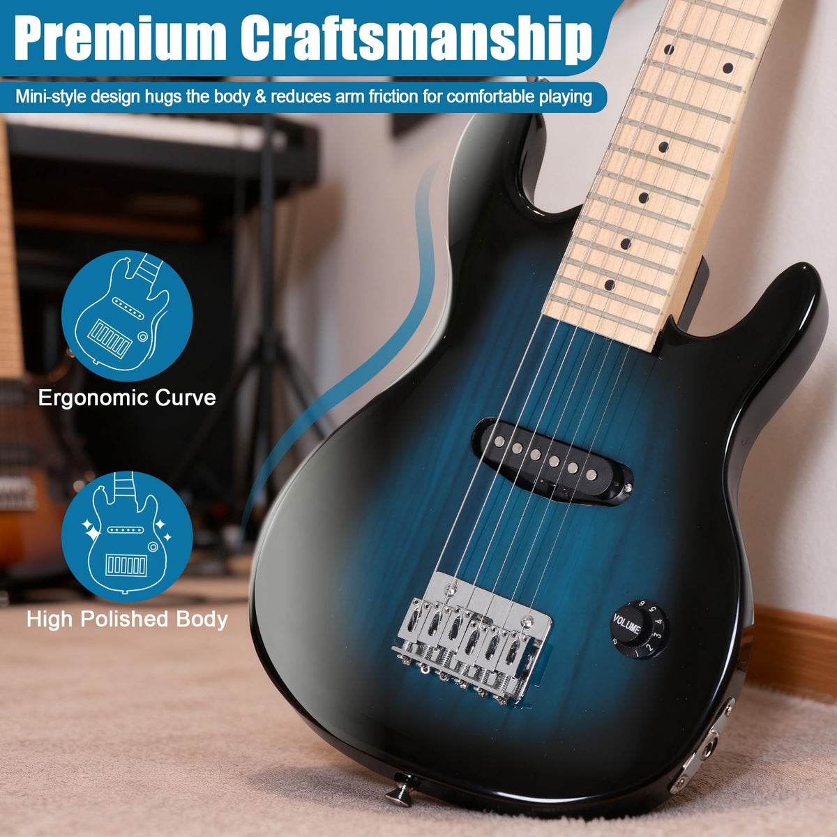 30 Inch Blue Electric Guitar Kit with Amplifier U584194