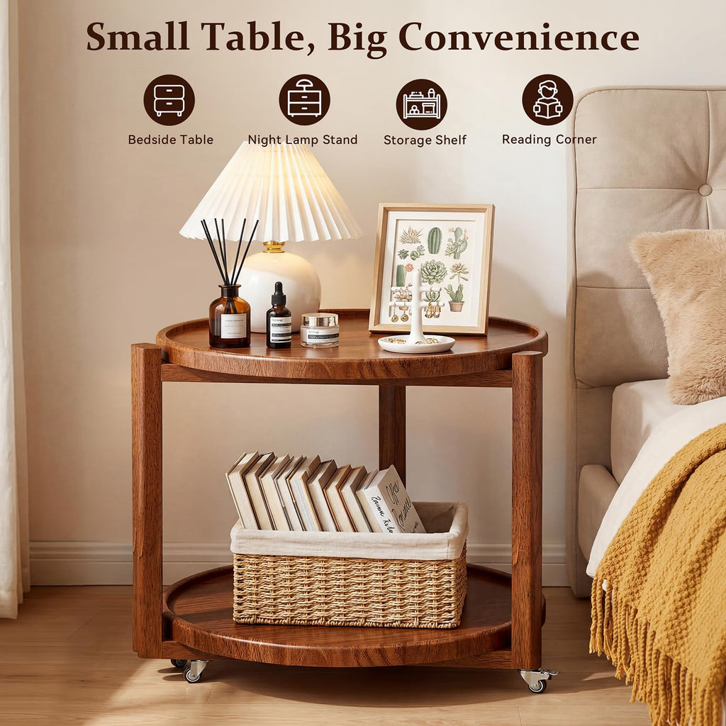 Rolling Side Table with Wheels B176