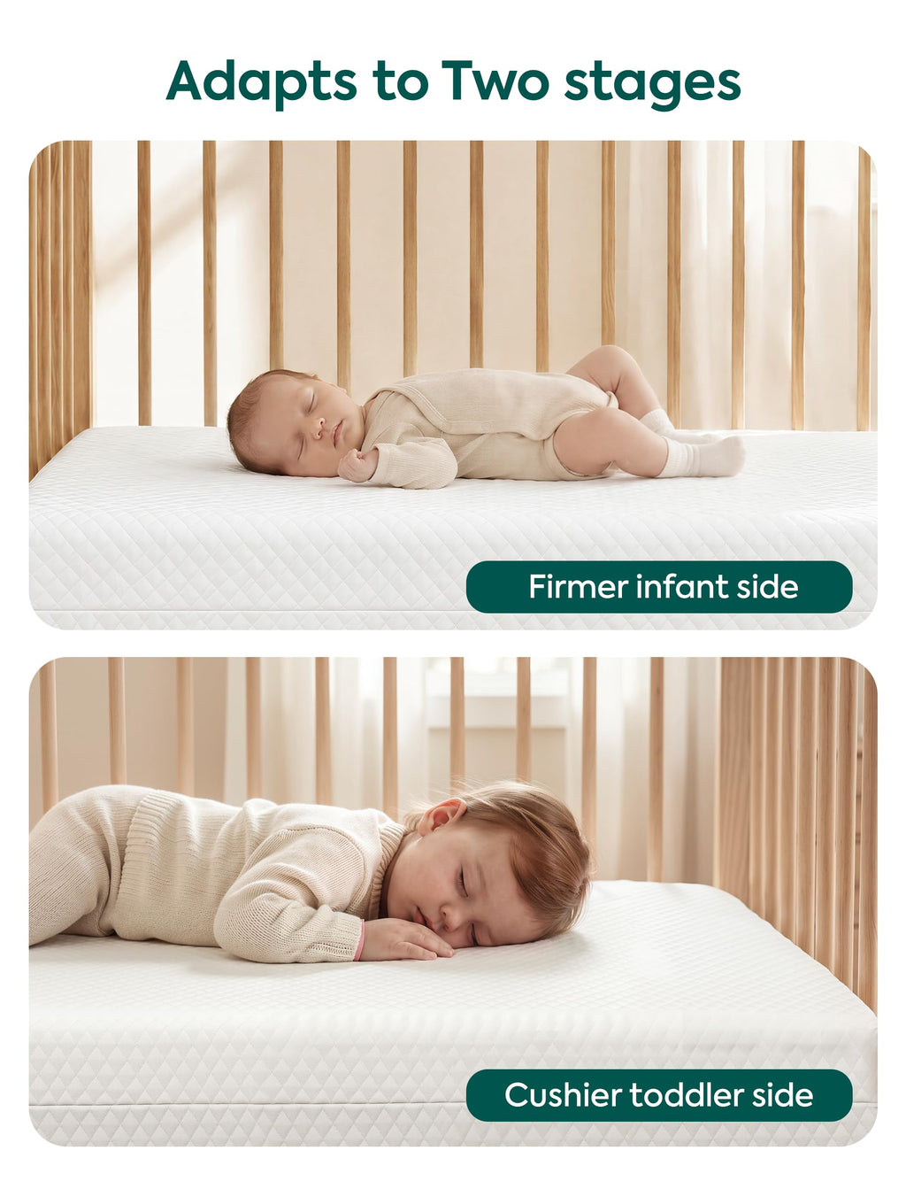 Dual-Sided Memory Foam Waterproof Crib Mattress I550